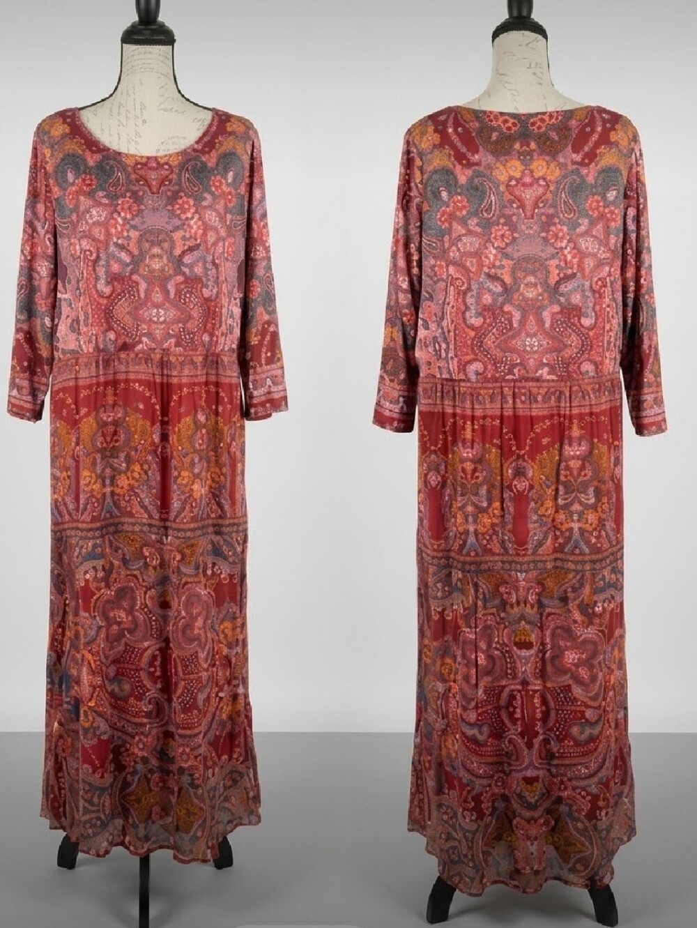 Soft Surroundings Niran Maxi Dress Red Paisley Women's 1X